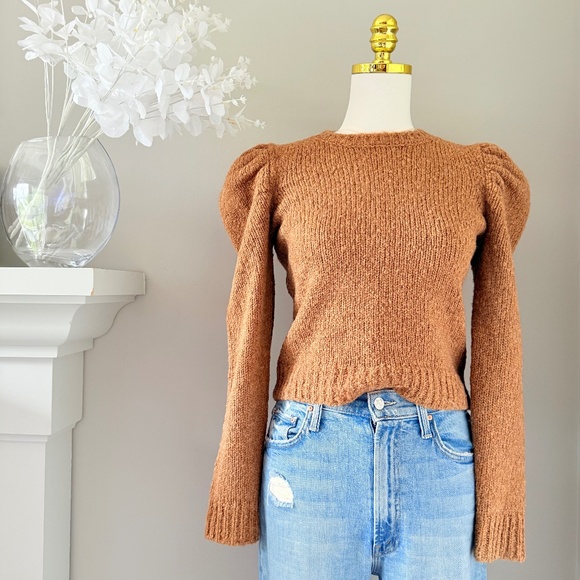 Derek Lam 10 Crosby Locken Puff Sleeve Sweater in Camel, Sz S - Picture 1 of 8